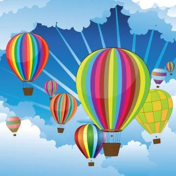 Air Balloons in the Sky Stock Illustration