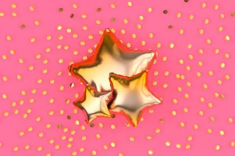 Air Balloons of star shape composition with glitter. Valentine's day and Stock Illustration