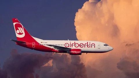 Air Berlin Ailcraft above clouds Stock Footage 78848828