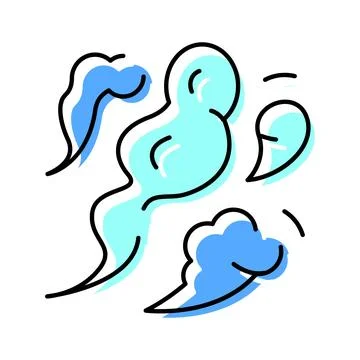 Air blowing stylized smoke clouds vapor steam Stock Illustration
