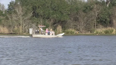 Air boat distant left swamp Stock Footage 88291296