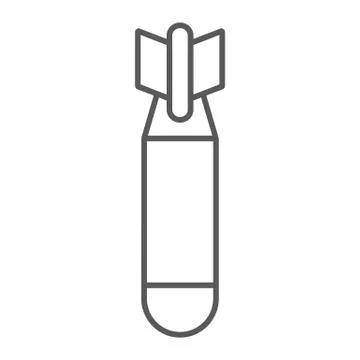 Air bomb thin line icon, weapon and military, missile sign, vector graphics, a Stockillustratie