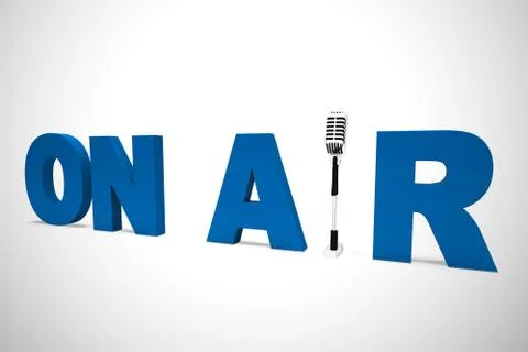 On air broadcasting means transmitting or telecasting programs - Illustration