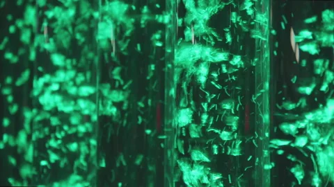 Air-bubble. Air-bubble tubes with illumination, close-up Stock Footage 87148072