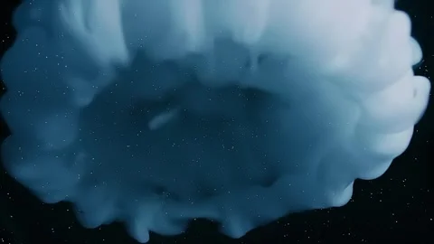 An air bubble filled with smoke explodes spectacularly, forming beautiful cloud Stock Footage 330858737