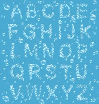 Air Bubbles Alphabet on Blue Illustrazione stock