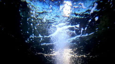 Air bubbles in aquarium at night Stock Footage 10744217