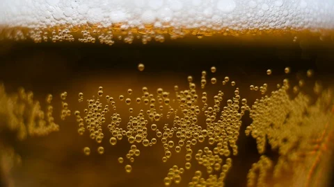 Air bubbles in beer Stock Footage 123966994