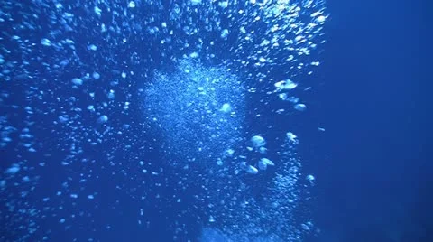 Air Bubbles in the Blue Water, deep Stock Footage 20454324