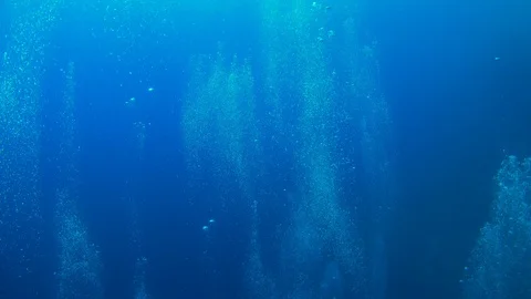 Air Bubbles in the Blue Water Stock Footage 92144811