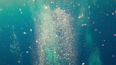 Air Bubbles in the Blue Water Stock Footage 154470309