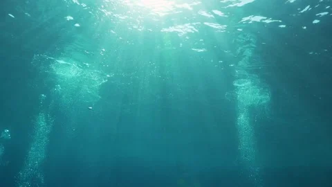 Air Bubbles in the Blue Water Stock Footage 287624026