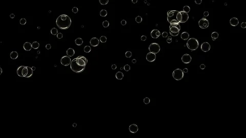 Air bubbles floating upwards in dark water clear motion background Stock Footage 327567686
