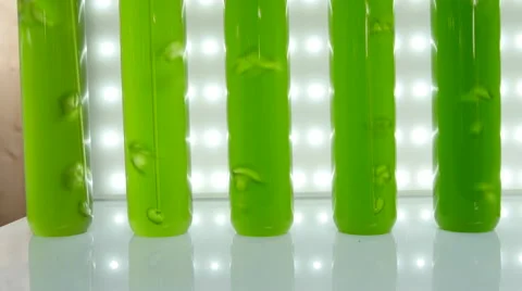 Air bubbles in the Green liquid Stock Footage 63998334