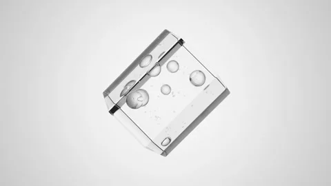 Air bubbles inside transparent hexagonal prism on a white background Stock Footage 280108168