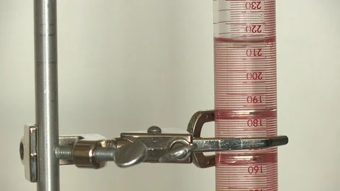 Air bubbles rise in flask with liquid. Researches in laboratory Stock Footage 108317215