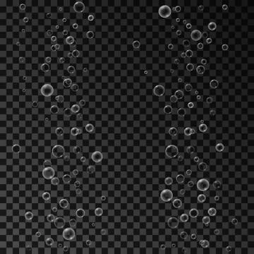 Air bubbles set isolated on dark background. 스톡 일러스트
