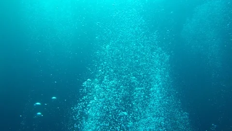 Air bubbles underwater Stock Footage 128558280