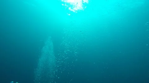 Air bubbles underwater Stock Footage 128558285