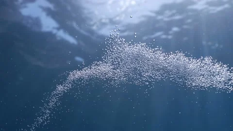 Air bubbles underwater ocean scenery for backround textures turning and rolling Stock Footage 175860176