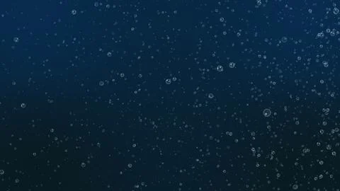 Air bubbles of various sizes floating underwater. Sea background of blue water Stock-Illustration