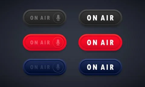 On air button. Live stream signs. Microphone symbol. Vector on isolated backg Stock Illustration
