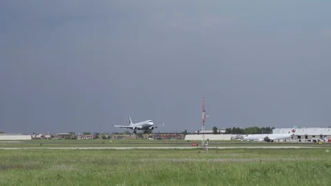 Air Canada E175 Landing Track Stock Footage 91546715
