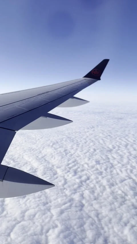 Air Canada wing over clouds Stock Footage 165715079
