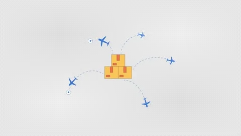Air cargo delivery network 2D cartoon object animation Stock Footage 337708556