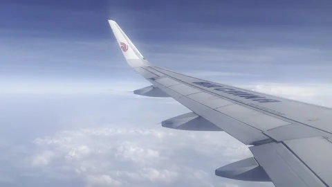 Air China Plane Wing View Video stock 243506985