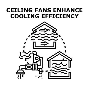 Air circulation system improving cooling efficiency diagram Stock Illustration