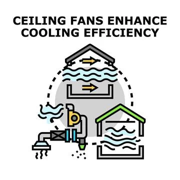 Air circulation system improving cooling efficiency diagram Stock Illustration