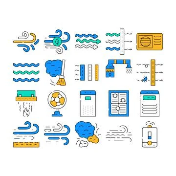 Air clean flow freash wind filter icons set vector Stock Illustration