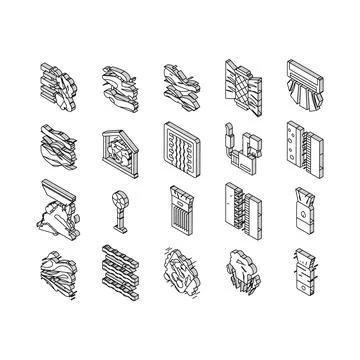 Air clean fresh wind flow filter isometric icons set vector Stock Illustration