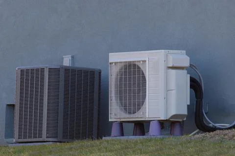 Air compressor of an air conditioning system cool unit Stock Photos