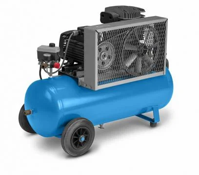 Air compressor Blue air compressor isolated in white back with shadow Copy... Stock Photos