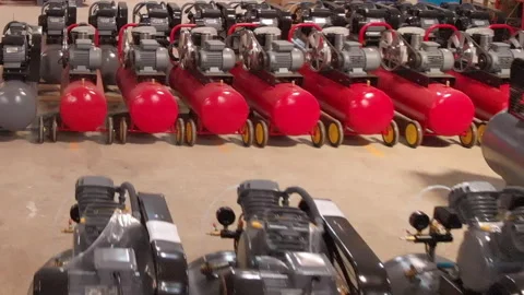 Air Compressor boiler manufacturing Stockbeeldmateriaal 256664197