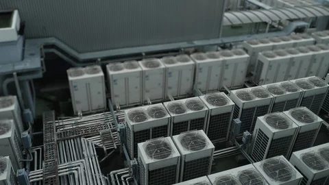 Air compressor on deck of office factory Stock Footage 92641938