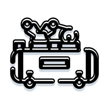 Air compressor equipment delivering compressed air service Stock Illustration