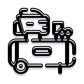 Air compressor equipment providing power for pneumatic tools Stock Illustration