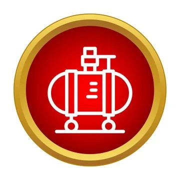 Air compressor equipment in a red and gold circular icon Illustrazione stock