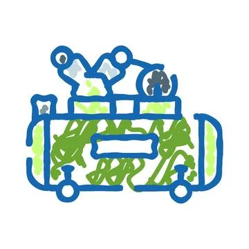 Air compressor equipment vector doodle line illustration Stock Illustration