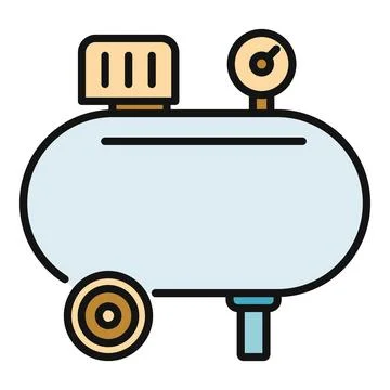 Air compressor equipment vector icon in a flat outline style Stock Illustration