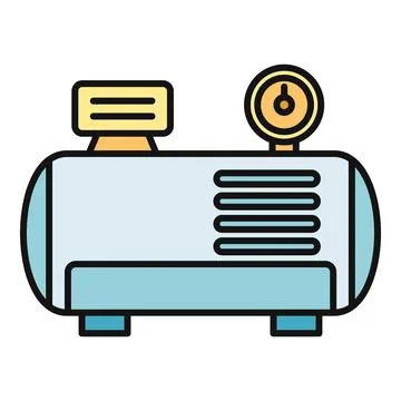 Air compressor flat line icon vector illustration Illustrazione stock