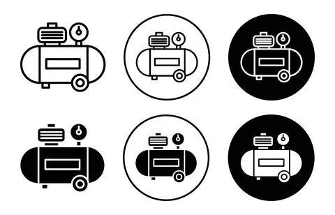Air compressor icon collection of outline thin line symbol or sign Illustrazione stock