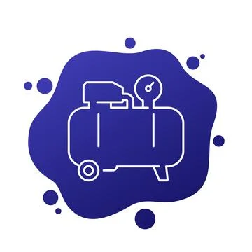 Air compressor icon in line design Stock Illustration