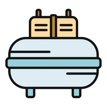 Air compressor icon showing pneumatic power tool equipment Stock Illustration