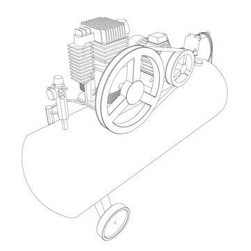 Air Compressor Isolated on White. Air compressor pneumatic icon. Outline air Illustrazione stock