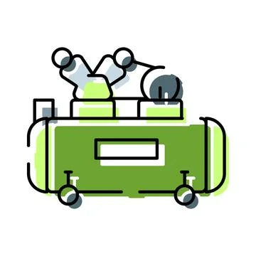 Air compressor line art icon on white background Stock Illustration