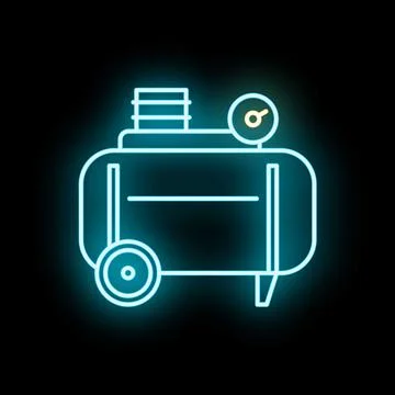 Air compressor line art neon icon design Stock Illustration